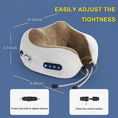 Electric Neck Massager With Heat Vibration 3D Kneading Shiatsu Massage U Shaped Pillow For Shoulder Cervical Pain Relief Fatigue