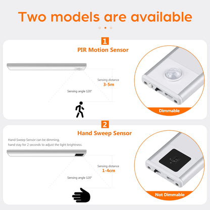 Ultra-thin USB LED Cabinet Light Hand Sweep / PIR Motion Sensor LED Rechargeable Aluminum Kitchen Lamp Portable Night Lighting