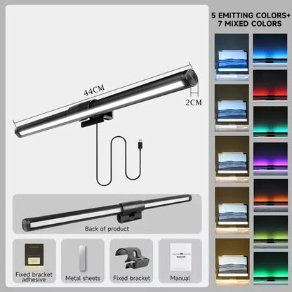 RGB LED Monitor Light Bar Stepless Dimmable Eye Protection Screen Hanging Lamp for PC Laptop Gaming Work RGB Screen Hanging Lamp