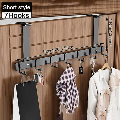 Hooks Over The Door 5/7 Hooks Metal Bathroom Organizer Rack Adjustable Clothes Coat Hat Towel Hanger Movable Holder Door Hang