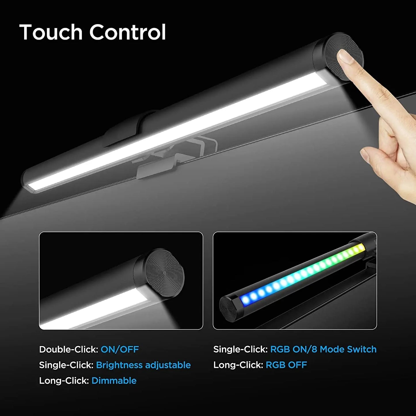 RGB LED PC Monitor Light Bar Computer Monitor Screen Hanging Light Stepless Dimming Eye-Care USB Atmosphere Table Lamp