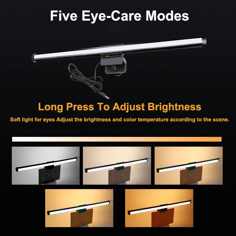 RGB LED Monitor Light Bar Stepless Dimmable Eye Protection Screen Hanging Lamp for PC Laptop Gaming Work RGB Screen Hanging Lamp