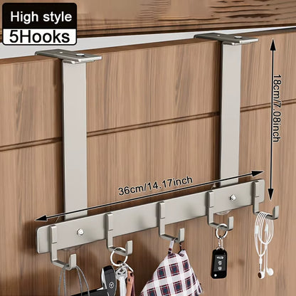 Hooks Over The Door 5/7 Hooks Metal Bathroom Organizer Rack Adjustable Clothes Coat Hat Towel Hanger Movable Holder Door Hang